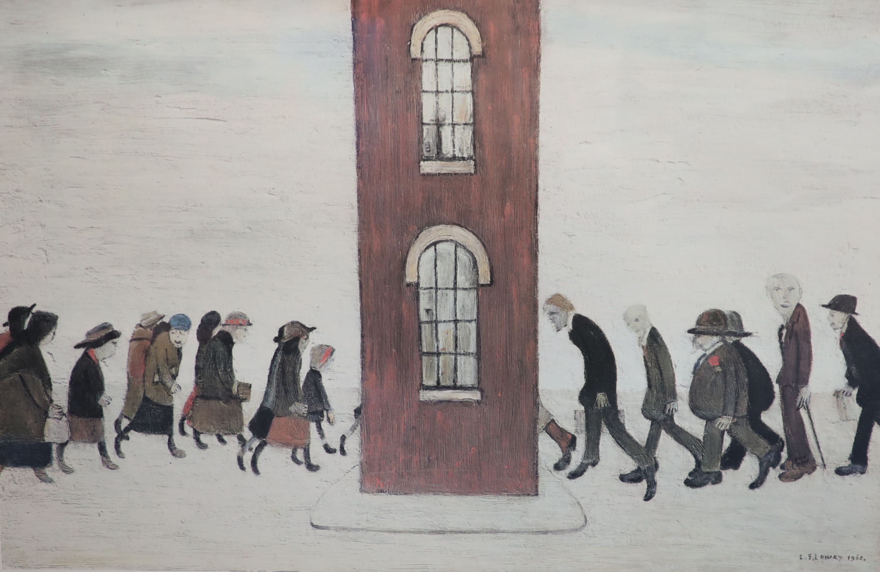Laurence Stephen Lowry (1887-1976), 'Meeting Point', lithograph, 47 x 71cm.